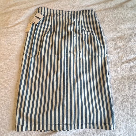 Blue and White Button-Down Midi Skirt - Picture 5 of 8
